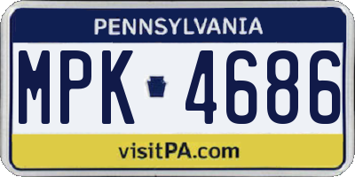 PA license plate MPK4686