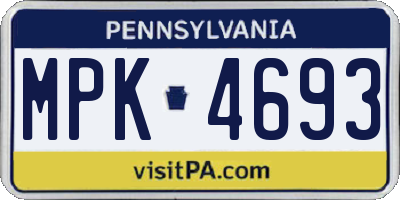 PA license plate MPK4693