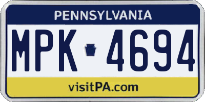 PA license plate MPK4694