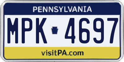 PA license plate MPK4697