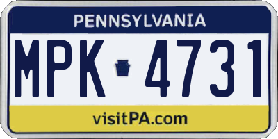PA license plate MPK4731