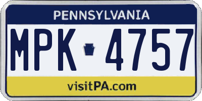 PA license plate MPK4757