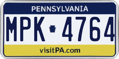 PA license plate MPK4764