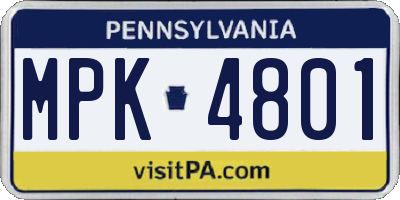 PA license plate MPK4801