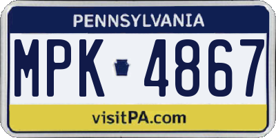 PA license plate MPK4867