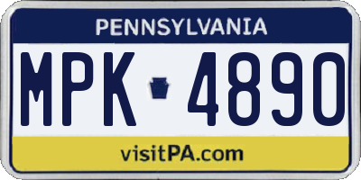 PA license plate MPK4890