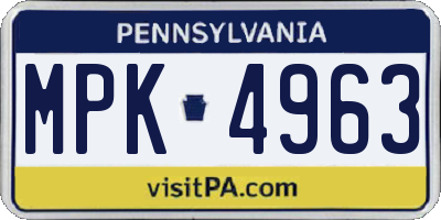 PA license plate MPK4963