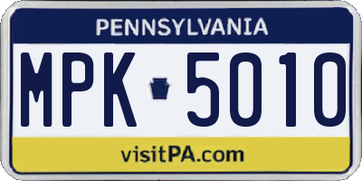 PA license plate MPK5010