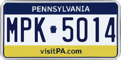 PA license plate MPK5014