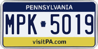 PA license plate MPK5019