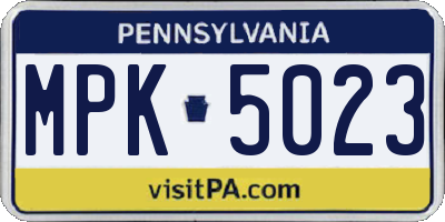 PA license plate MPK5023
