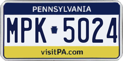 PA license plate MPK5024