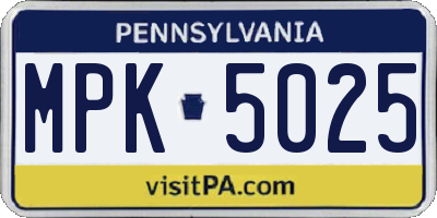 PA license plate MPK5025