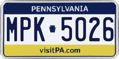 PA license plate MPK5026