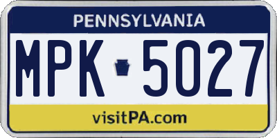 PA license plate MPK5027