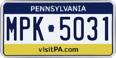 PA license plate MPK5031