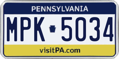 PA license plate MPK5034