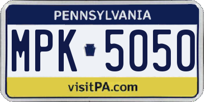PA license plate MPK5050