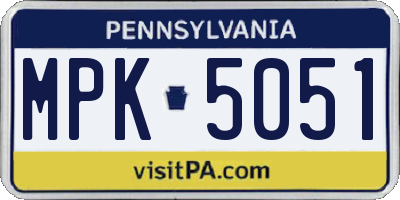 PA license plate MPK5051