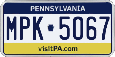 PA license plate MPK5067