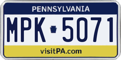 PA license plate MPK5071
