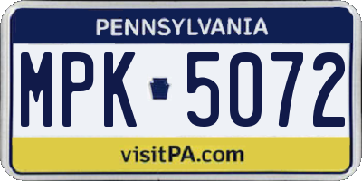 PA license plate MPK5072