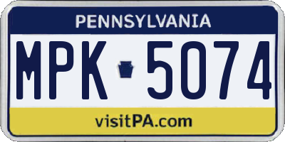 PA license plate MPK5074