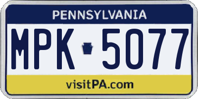 PA license plate MPK5077
