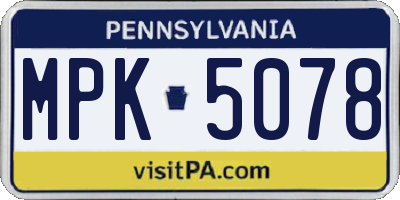 PA license plate MPK5078