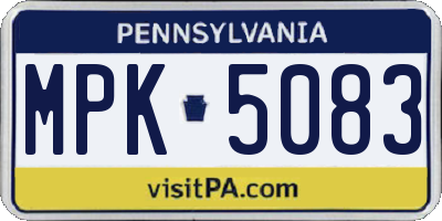 PA license plate MPK5083