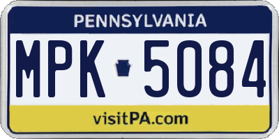 PA license plate MPK5084