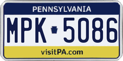 PA license plate MPK5086