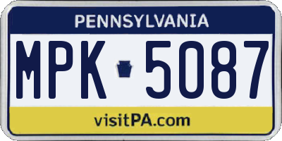 PA license plate MPK5087