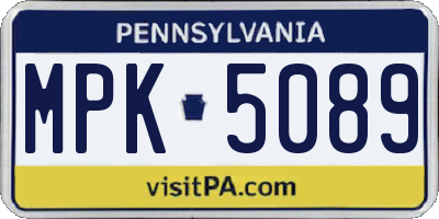 PA license plate MPK5089
