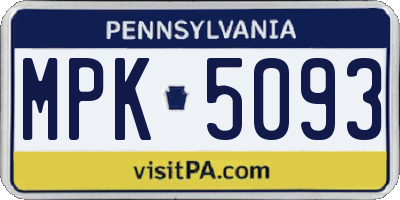 PA license plate MPK5093