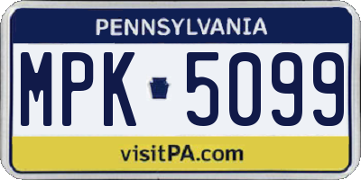 PA license plate MPK5099