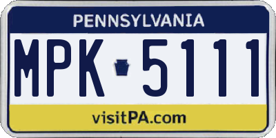 PA license plate MPK5111