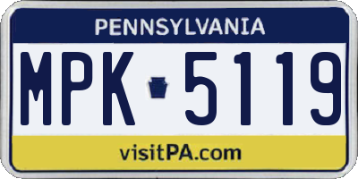 PA license plate MPK5119
