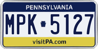 PA license plate MPK5127
