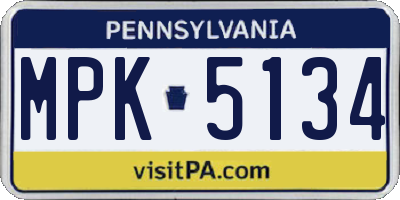 PA license plate MPK5134