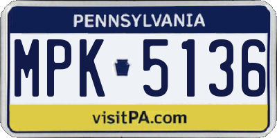 PA license plate MPK5136