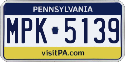 PA license plate MPK5139