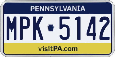 PA license plate MPK5142