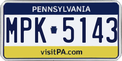 PA license plate MPK5143