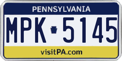 PA license plate MPK5145