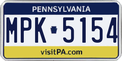 PA license plate MPK5154