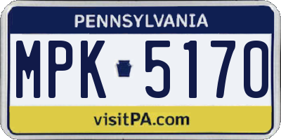 PA license plate MPK5170