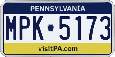 PA license plate MPK5173