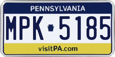 PA license plate MPK5185