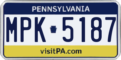 PA license plate MPK5187